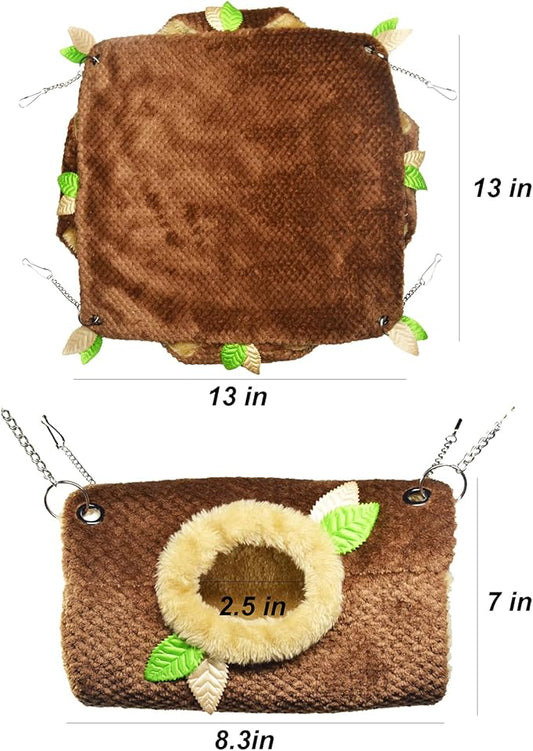 Small Animal Hammock, Hamster Hanging Bunkbed Hammock & Tunnel Warm Bed House Cage Nest Cage Hanging Tunnel and Hammock for Sugar Glider Squirrel Hamster Parrot Mice Chinchilla Flying Squirrel Rat