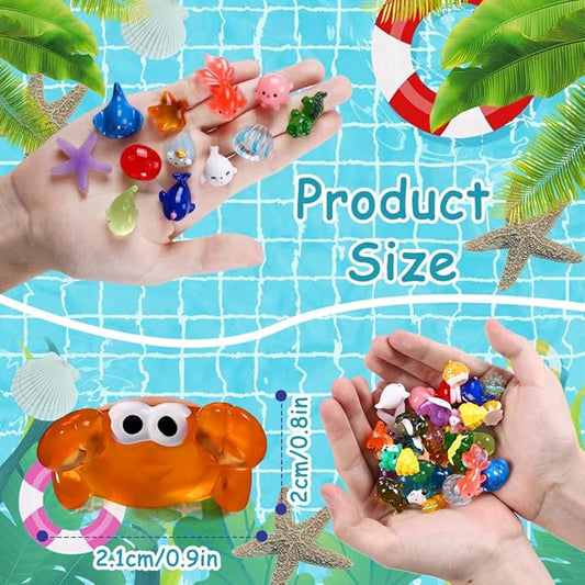 36pcs Mini Ocean Resin Animals Tiny Sea Animals Figurines Marine Miniature Plastic Animals Aquarium Ornaments Decorations for DIY Fish Tank Potted Micro Fairy Garden Dollhouse