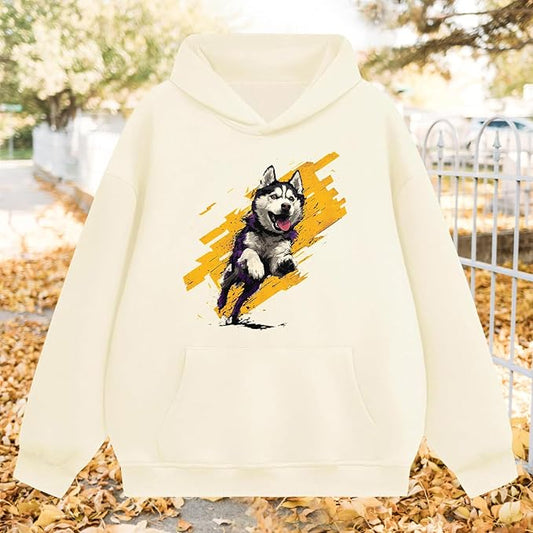 Oversized Hoodies for Women 2025 Trendy Cute Dog Cat Print Sweatshirts Hooded Pullover Tops with Kangaroo Pocket