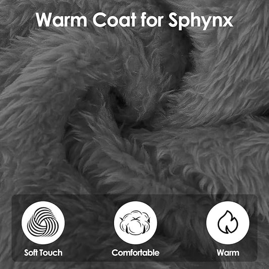 SUNFURA Sphynx Hairless Cat Sweater, Full Body Warm Fleece Sweaters with Sleeves for Cats, Soft Turtleneck Cat Clothes, Cozy Pullover Pajamas for Hairless Cats Devon, Donskoy & Small Dogs, Grey XL