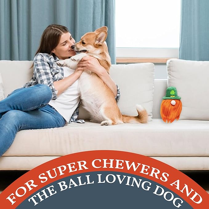 Flourish Pets 2 in 1 Multi-Layer Chew Toy for Active Dogs | Non-Toxic BPA Free Double Stitched Soft Fabric Exterior Dog Toys | Long-Lasting Dog Plush Toys โ Leprechaun 3.5"