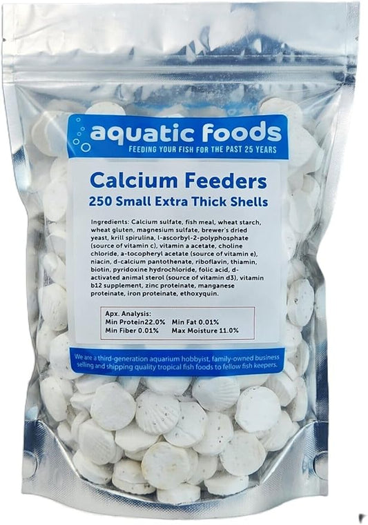 Aquatic Foods Inc. Calcium Feeder Small Shells. Extra Thick Shells for Shrimp, Snails, Crabs, Crayfish, Hermit Crabs and All Tropical Fish…250 Count Bag