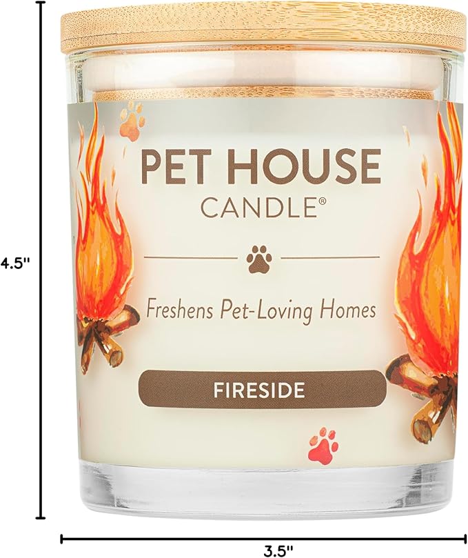 One Fur All Pet House Fall Candles, Long Lasting, Clean Burning, Soy Wax Scented Candles for Pet Odor, Fireside