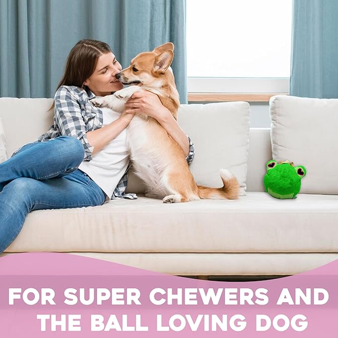 Flourish Pets 2 in 1 Multi-Layer Chew Toy for Active Dogs | Non-Toxic BPA Free Double Stitched Soft Fabric Exterior Dog Toys | Long-Lasting Dog Plush Toys โ Love Frog 3.5"