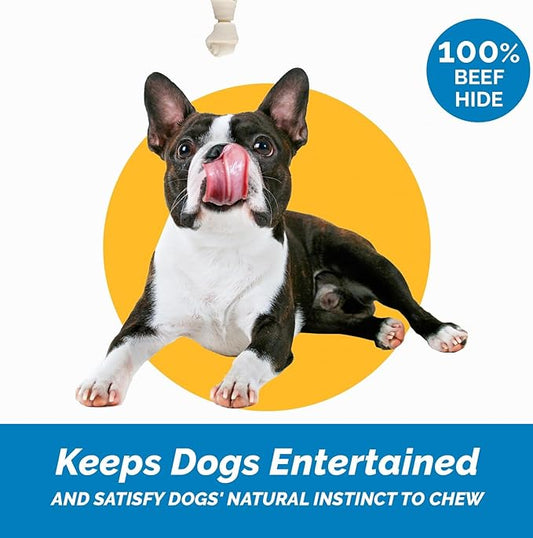 Dog Rawhide Chews Bones for Small Dogs 2-3" Inches (50 Count) 100% Natural USA Made from Natural Grass Fed Cattle | Premium Raw Hides Bulk Treats