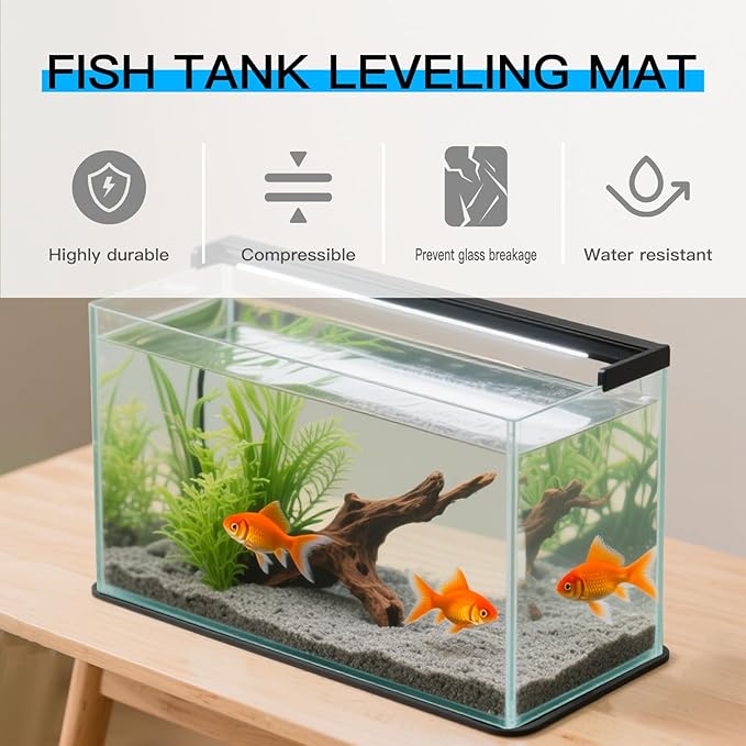 22×13 in Aquarium Leveling Mat for Fish Tank Under Tank Foam, 6mm Thick with Adhesive Backing Aquarium Mat Easy to Cut to Protect The Bottom of The Water Stable and Shockproof