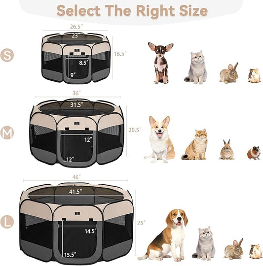 A4Pet Portable Kitten Playpen for Cats, 27" Foldable Pet Playpen for Puppy/Cat/Rabbit/Chick, with Removable Zipper Top & Mesh Panel(11”W × 7.5”H)