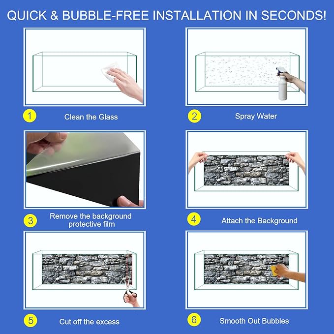 Aquarium Background & Fish Tank Background – Ultra HD Static Cling, Tape-Free, Realistic Rock Wall Design for Professional Aquarium Decorations 17.7 X 47.2 Inches
