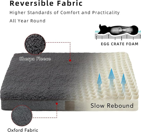 DaysU Dog Bed for Small Dogs, Orthopedic Dog Beds with Removable Washable Cover, Small Egg Crate Foam Pet Bed Mat, Dark Grey, Suitable for Dogs Up to 20 lbs, 30x20x3in