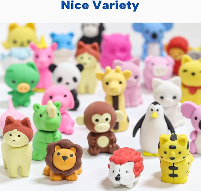 Animal Erasers for Kids, 35 Pcs Pencil Erasers Bulk Puzzle Eraser Mini Erasers Desk Pets Treasure Box Toys for Classroom Prizes School Supplies Kids Party Favors