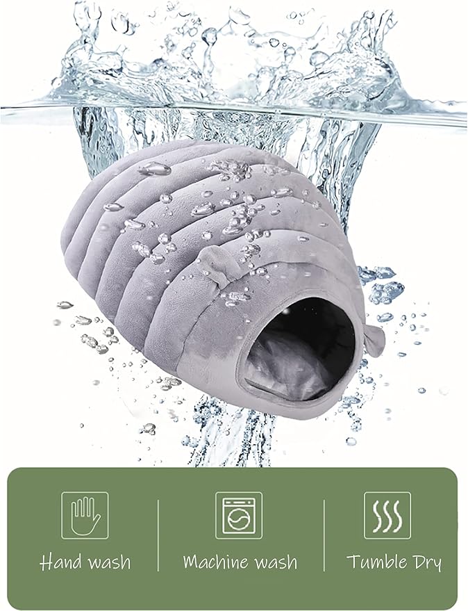 HLMOptimo Guinea Pig Hideout Bed Rabbit House Cave Accessories Cozy Hide-Out for Bunny Hedgehog Ferret Chinchilla&Other Small Animals (Grey, Caterpillar)