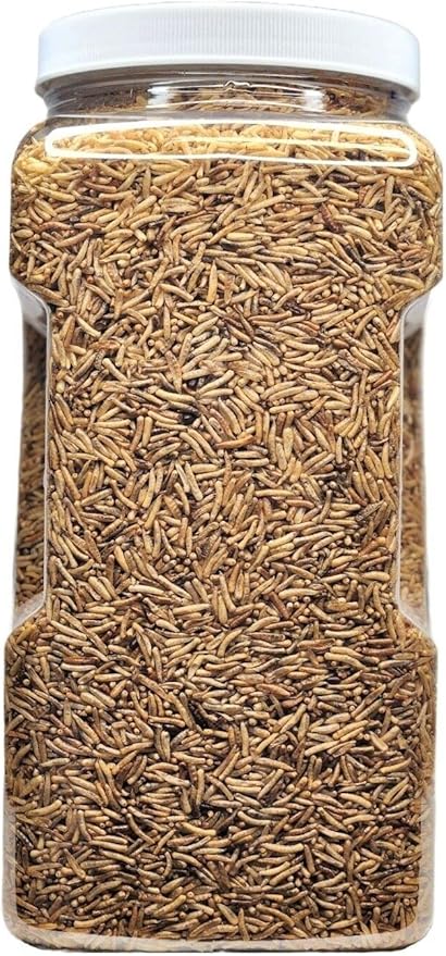 Aquatic Foods Inc. White Worms-Freeze Dried Floating White Worms for All Tropical Fish, Marine Fish, Discus, Cichlids, Koi & Pond Fish, Turtles…3oz Small Jar