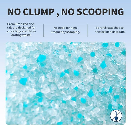 Cat Litter Crystals No Clumping Odor Control Kitty Litter Non-Clumping No scooping Low Dust, Low Tracking, Dehydrates Waste Cologne - 17.2 lbs (4 x 4.3 lb Packs)