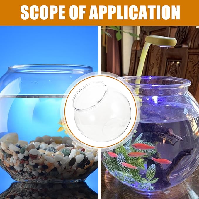 Plastic Fish Bowl, Aquarium Fish Tank Round Goldfish Tank Betta Fish Bowl Plant Holder Impact-Resistant Plastic for Betta Fish Aquarium, Home décor and Party Drinks (7" x 6.7" x 4")