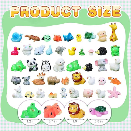 130pcs Mini Resin Animals Figures to HideTiny Resin Figurines Animals for Dollhouse Fairy Garden Kit Accessories Aquarium Decor Micro Landscape Ornaments Potted Plant Crafts