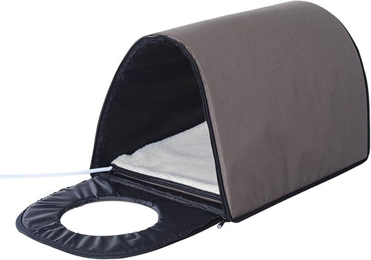 PawHut Dome Heated Cat House Portable and Waterproof Pet Shelter for Kitty in Winter, Brown