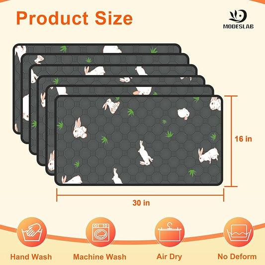 4-Pack Guinea Pig Cage Liner, 16in x 30in Fast Absorption Washable Bedding Pee Pads for Dogs Puppy Rabbit Small Animal Cage Mat, Leakproof & Non-Slip