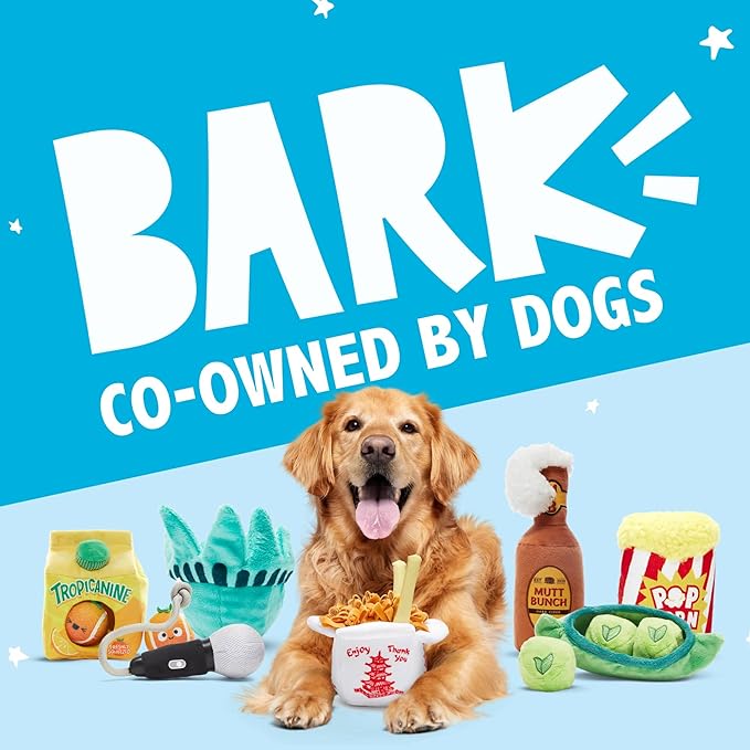 Barkbox Dog Toy 2 in 1 Interactive, Plush Exterior with Squeaker & Crinkle Material, Tearable Dog Toy with Squeaky Spikey Ball Inside, Ideal for Toy Destroyers - Penny The Pineapple, Large