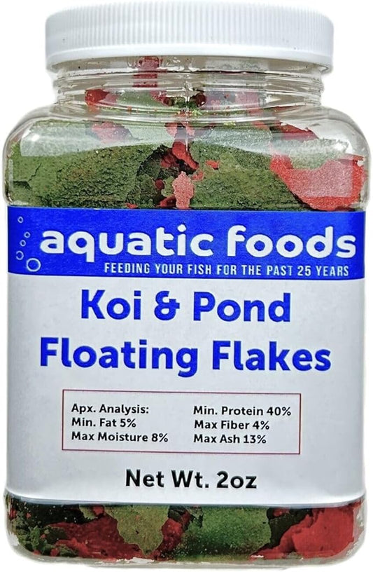 Aquatic Foods Inc. Koi & Pond Fish Krill Flakes. Arctic Krill Flakes which Contain Natural Carotenoids & Astaxanthin That Will Enhance The Vibrant Colors of Fish...WL 2oz Sm Jar
