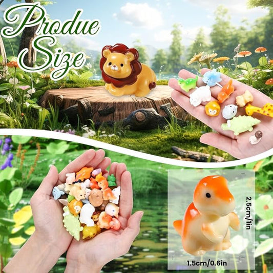 40pcs Mini Resin Animal 40 Styles Tiny Resin Animals Miniature Little Small Animal Figures Bulk for Micro Fairy Garden Landscape Accessories Dollhouse Hide Crafts Decor Aquarium Toys