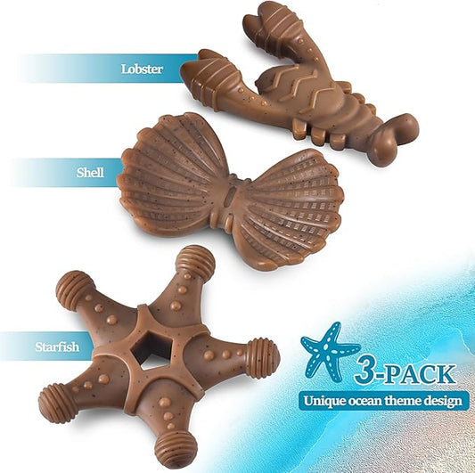 Dog Toys for Aggressive Chewers, Indestructible Toys for Large Dogs, Dog Chew for Large Medium Small Breed, 3 Pack Super Chewer with Tough Nylon, Gift for Dogs