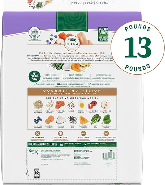Nutro Ultra Adult Dry Dog Food with a Trio of Proteins from Chicken, Lamb and Salmon, 13 lb Bag