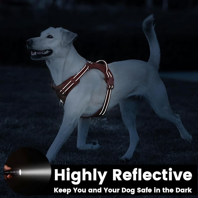 No Pull Dog Harness, Reflective Puppy Vest for Small Medium Large Sized Dog(Carmel Brown,XL)