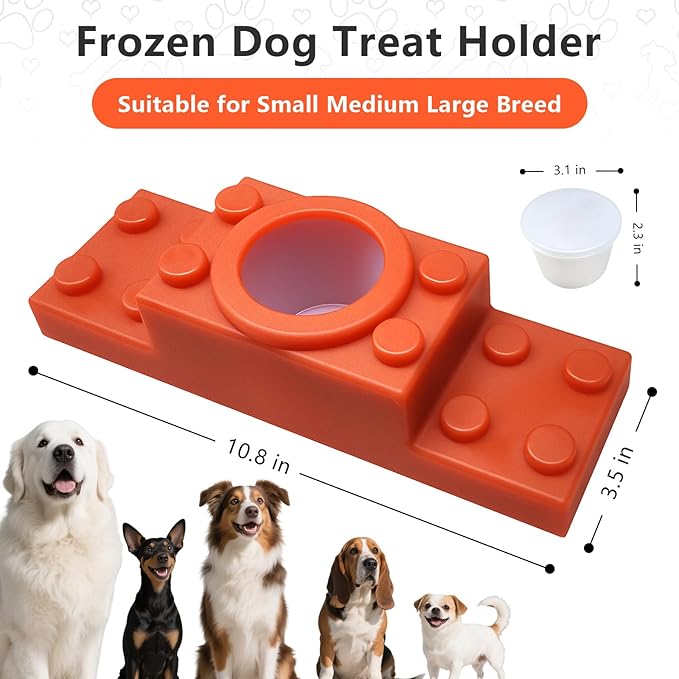 Non-Slip Frozen Dog Treat Holder - Frozen Treat Dispensing Dog Toy with Reusable Cup & Lid - Dogs Chew Toy for Small Medium Large Dogs, Easy to Clean Less Mess and Keep Your House Cleaning
