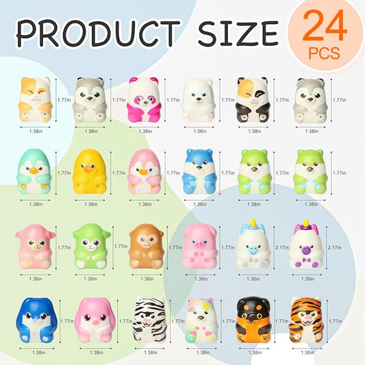 24 Pcs Animal Squishy Toys for Kids, Slow Rising Squeeze Stress Relief Toys, Kawaii Jumbo Squishies Party Favors for Boys Girls Goodie Bag Stuffers, Pinata Stuffers,Carnival Prizes,Classroom Rewards