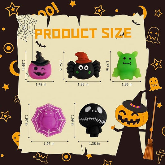 24Pcs Halloween Mochi Squishy Toys Stress Relief Squishies for Kids Girls Boys Halloween Party Favors Halloween Treat Bags Gifts