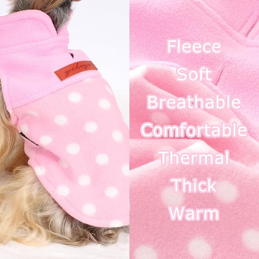Pink Polka Dot Print Dog Sweater Dog Sweaters for Small Dogs Girl Boy Fleece Puppy Sweater Warm Soft Pet Holiday Clothes for Small Cats and Dogs Chihuahua Sweaters