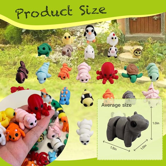 25pcs Mini Animals Figures,3D Printed Animals and Flexible Joints Fidget Toys, Small Animal Figurines Fit Fidget Toy Set,Pocket Pets,Birthday fillers, Teen Reward Gifts(25PC)
