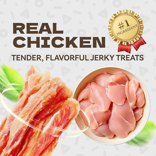 Chicken Jerky Dog Treats, Real Chicken Strips Dog Training Treats Soft Rawhide-Free Chews Healthy Snacks for Small Medium Large Breed 10.54oz