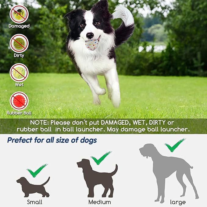 SOCO Automatic Ball Launcher for Dogs - 3 Distance Settings (40/60/80FT) w/Remote Control | 2.5" ETPU Tennis Balls | Indoor/Outdoor Dog Toy | 6 Balls & Quick Charge Included