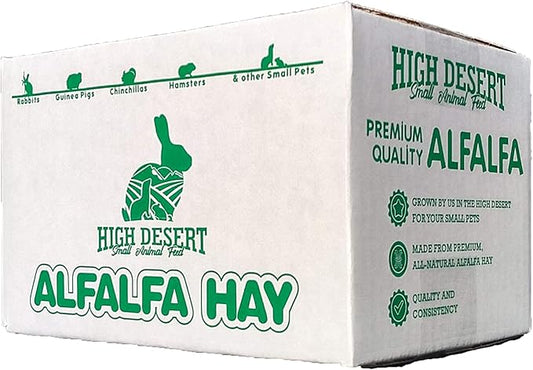 High Desert Alfalfa Hay for Rabbits, Guinea Pigs, Chinchillas & Small Pets – Protein-Rich Natural Hay for Young, Growing Animals – High-Fiber, Hand-Packed, Additive-Free, Grown in USA – 1 lb Box