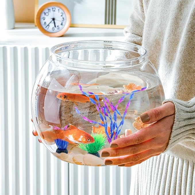 13-Piece Fish Tank Decor Kit: 12 Artificial Plants & Resin Mountain for Lifelike Freshwater/Saltwater Tanks – Hiding Holes, Low-Maintenance, Safe & Fade-Resistant