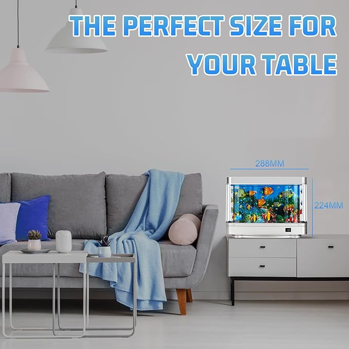 Fake Fish Tank,Artificial Aquarium Decorations,Fake Aquarium Decor,Virtual Ocean Moving Fish lamp for Bedroom Office Décor,Gift for Kids and Cat