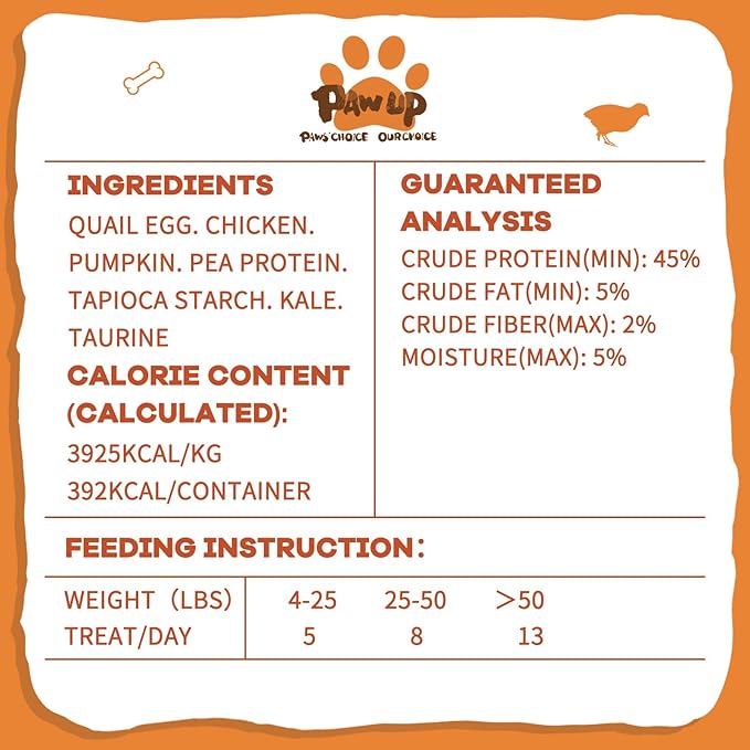 Freeze Dried Cat & Dog Treats, Natural Quail Egg Yolk, High Fiber Pumpkin Added, High-Protein Pet Snacks for Coat & Gut Health, 3.5 oz