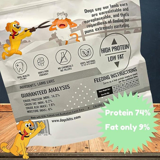 Dog Chits Lamb Ears Dog and Puppy Treats - All Natural Grain and Chemical Free Training Chews - High Protein and Low Fat - Supports Dental Health - Made in The USA - 25 Pack