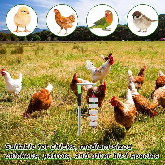 Chicken Chewing Toy, Adjustable Chicken Toys for Coop with Volcanic Stone, Multi-Functional Chicken Coop Accessory for Chickens, Birds, Rodents & Small Pets