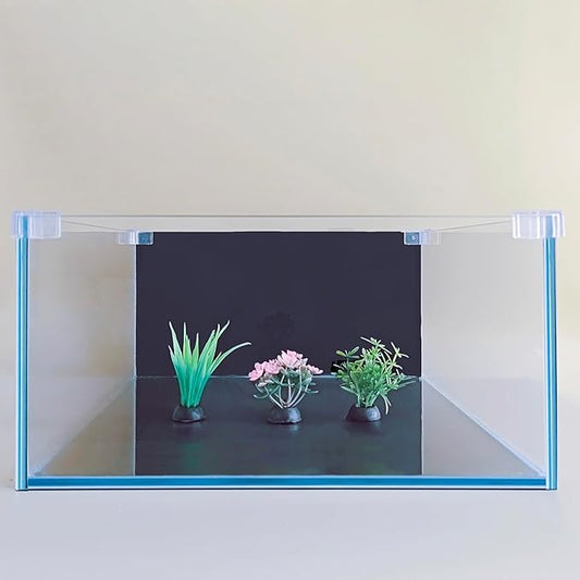 3.5 Gallon Fish Tank 30 * 30 * 15CM- Low Iron Glass Aquarium with Non-Slip Mat, Background Paper & Corner Protectors | Betta, Turtle, Shrimp Habitat Kit | Beginner Friendly Small Aquarium