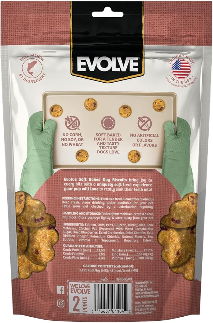 Evolve Soft Baked Salmon & Berry Recipe Dog Biscuits, 8 oz.