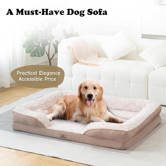 XXL Orthopedic Dog Bed - Washable Dog Sofa Beds for Giant Dogs, Supportive Foam Pet Couch Bed with Removable Washable Cover, Waterproof Lining and Nonskid Bottom