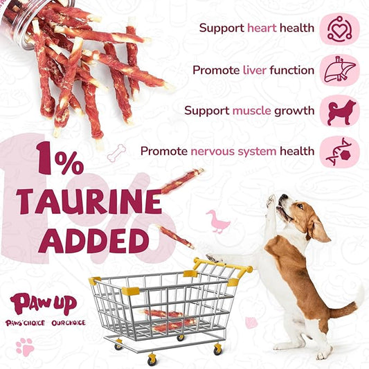 Dog Duck Treat Rawhide Sticks, Natural Dog Chew Duck Wrapped Rawhide for Small Dogs, Healthy Hide Twists w/Taurine, 12.5 oz
