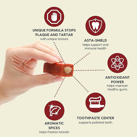 Ark Naturals Protection+ Brushless Toothpaste, Dog Dental Chews for Medium Breeds, Prevents Plaque & Tartar, Freshens Breath, 54oz, 1 Pack, Red