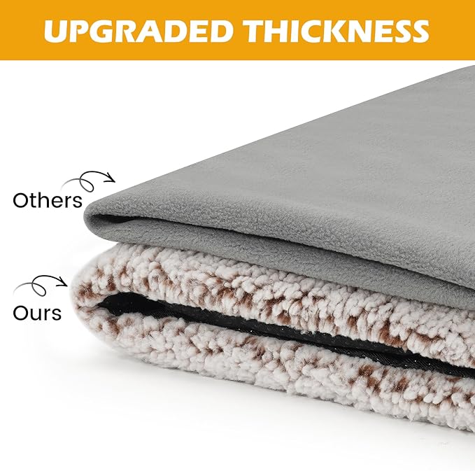 Self Warming Cat Bed, Self Heating Mat for Dog, Extra Warm Thermal Pet Pad with Non-Slip Bottom, Removable Washable Cover for Indoor Outdoor Non Electric (Khaki, 18x24in)