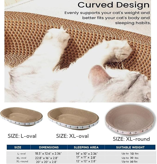 2 Pack Large Cat Scratcher Cardboard, Oval Indoor Cat Scratcher Bed Scratcher Pad Board Lounge Couch Cats Bowl Shaped Cat Scratching Post Nest for Cats Grinding Claw Furniture Protector