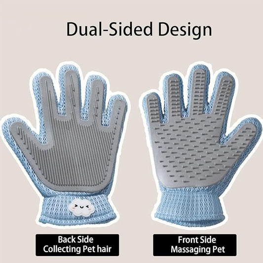 Pet Hair Remove Glove for Dogs & Cats,2-in-1 Massage Grooming Tool, Efficient Deshedding Brush with Soft Spikes, Gentle Fur Removal and Cleaning Glove for Shedding Control