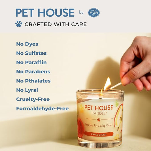 One Fur All Pet House Christmas Candles, Long Lasting, Clean Burning, Soy Wax Scented Pet Odor Candles, Sugar Cookie