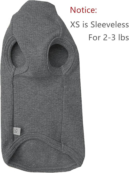 Sphynx Cats Shirt Cat Turtleneck Cotton Sweater Pullover Kitten T-Shirts with Sleeves Cat Pajamas Jumpsuit for Sphynx Cornish Rex, Devon Rex, Peterbald (X-Small, Deep Grey)
